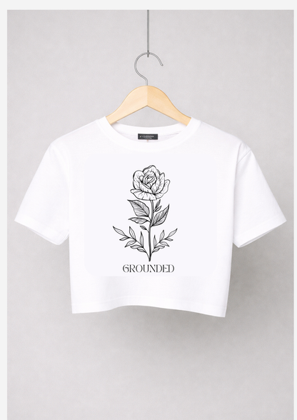 Crop Top “Grounded Bloom” Graphic Tee