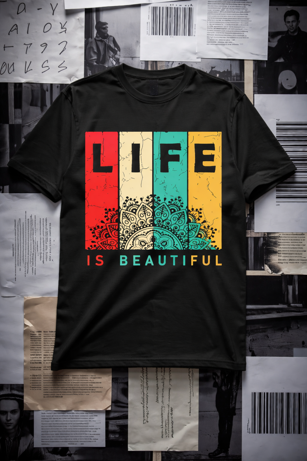“Life Is Beautiful” Male Classic Crew T-Shirt